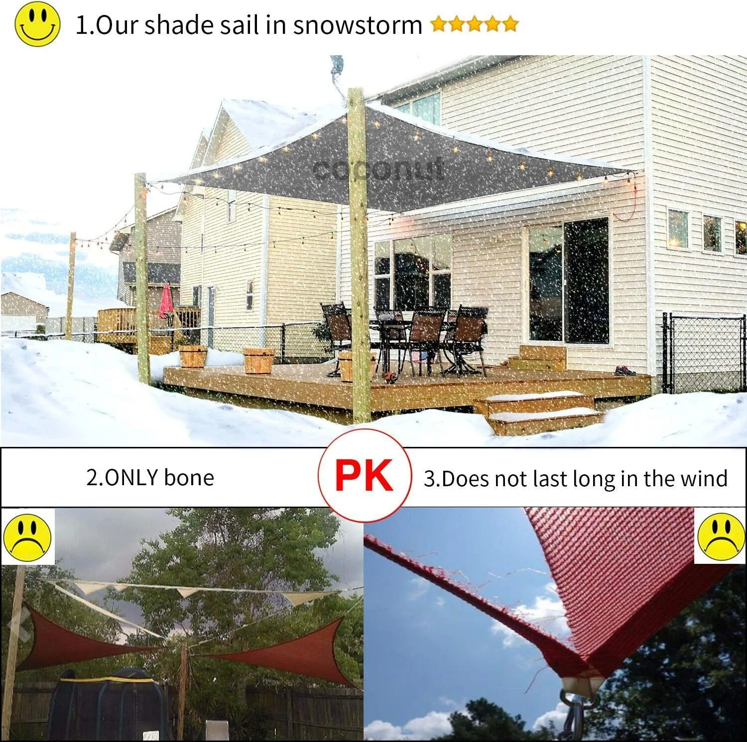 10'x'13' Rectangle Patio Sun Shade Sail（Grey Color）