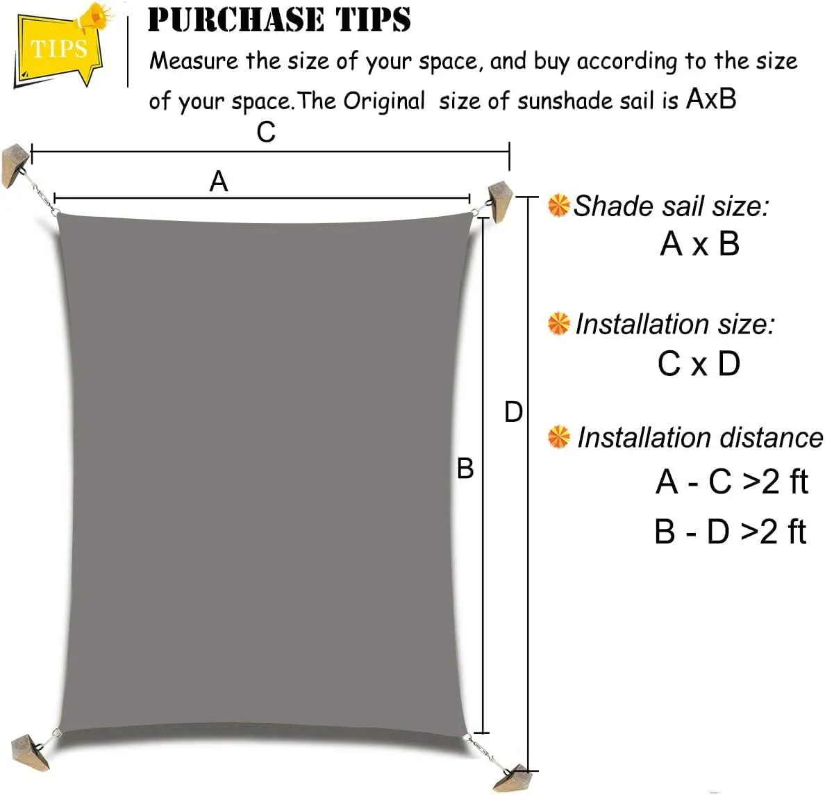 10'x'13' Rectangle Patio Sun Shade Sail（Grey Color）