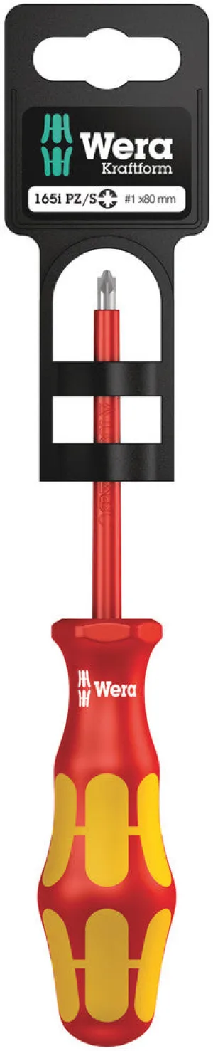 165 i PZ/S SB VDE Insulated screwdriver for PlusMinus screws (Pozidriv/slotted), # 1 x 80 mm