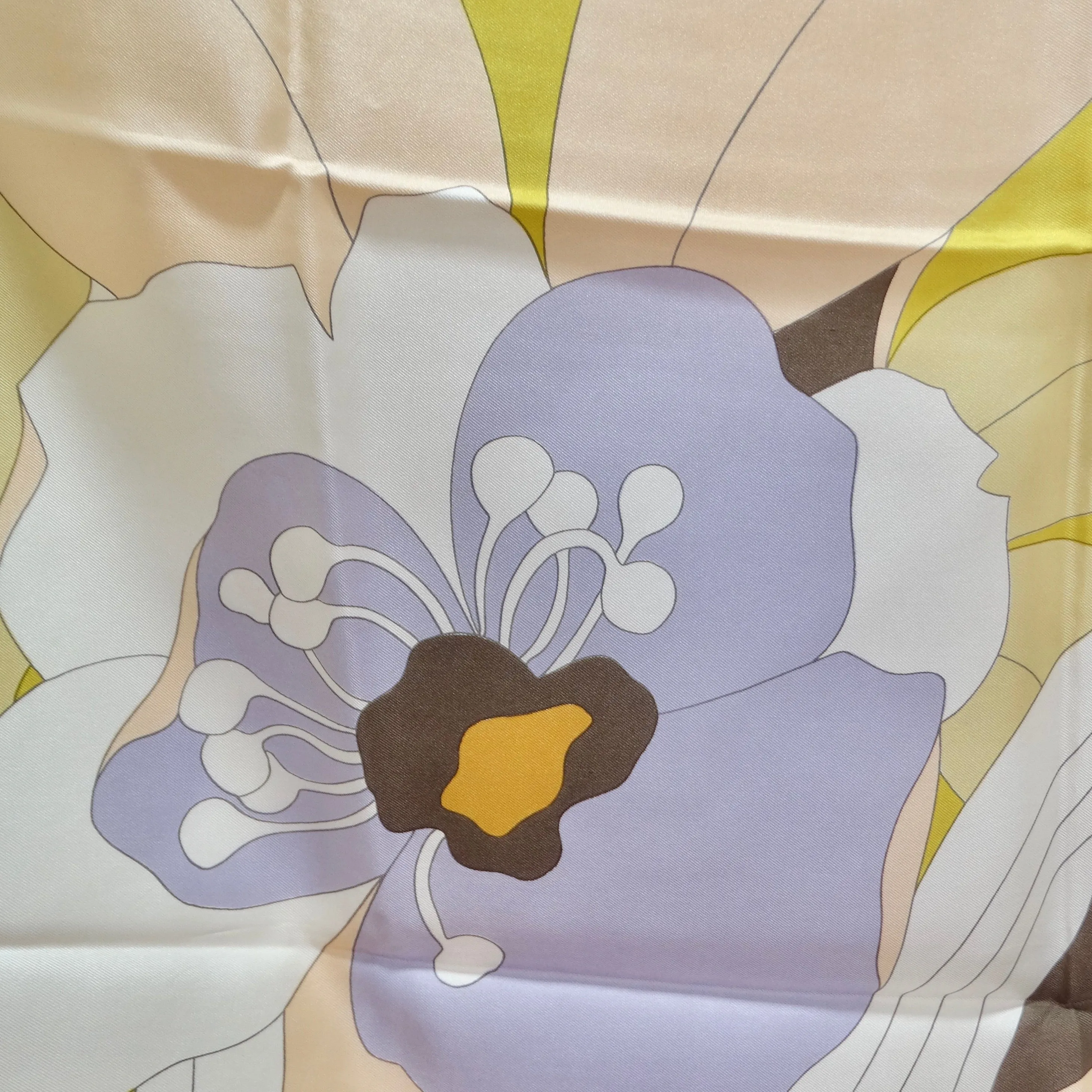 1970s Lanvin Floral Silk Scarf