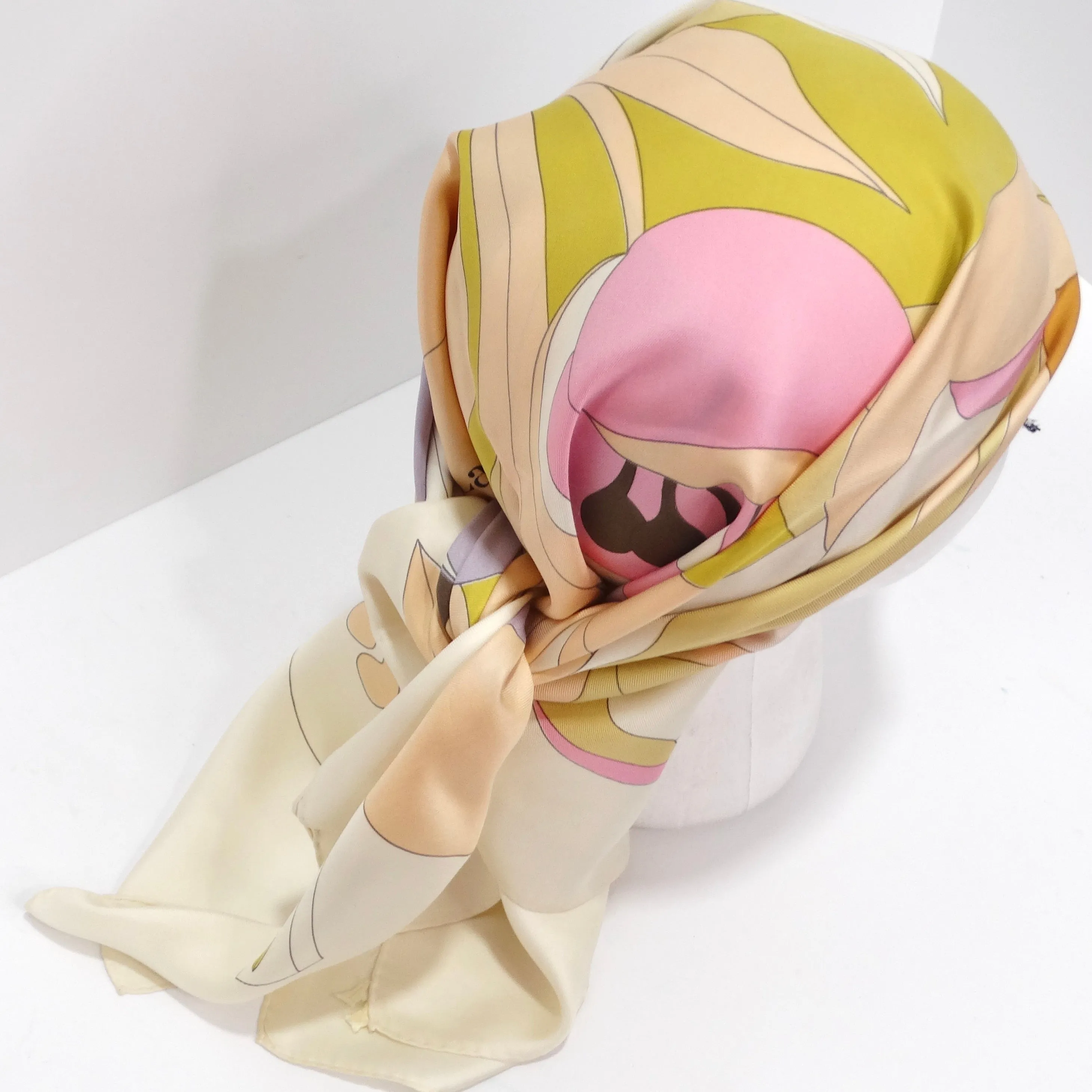 1970s Lanvin Floral Silk Scarf