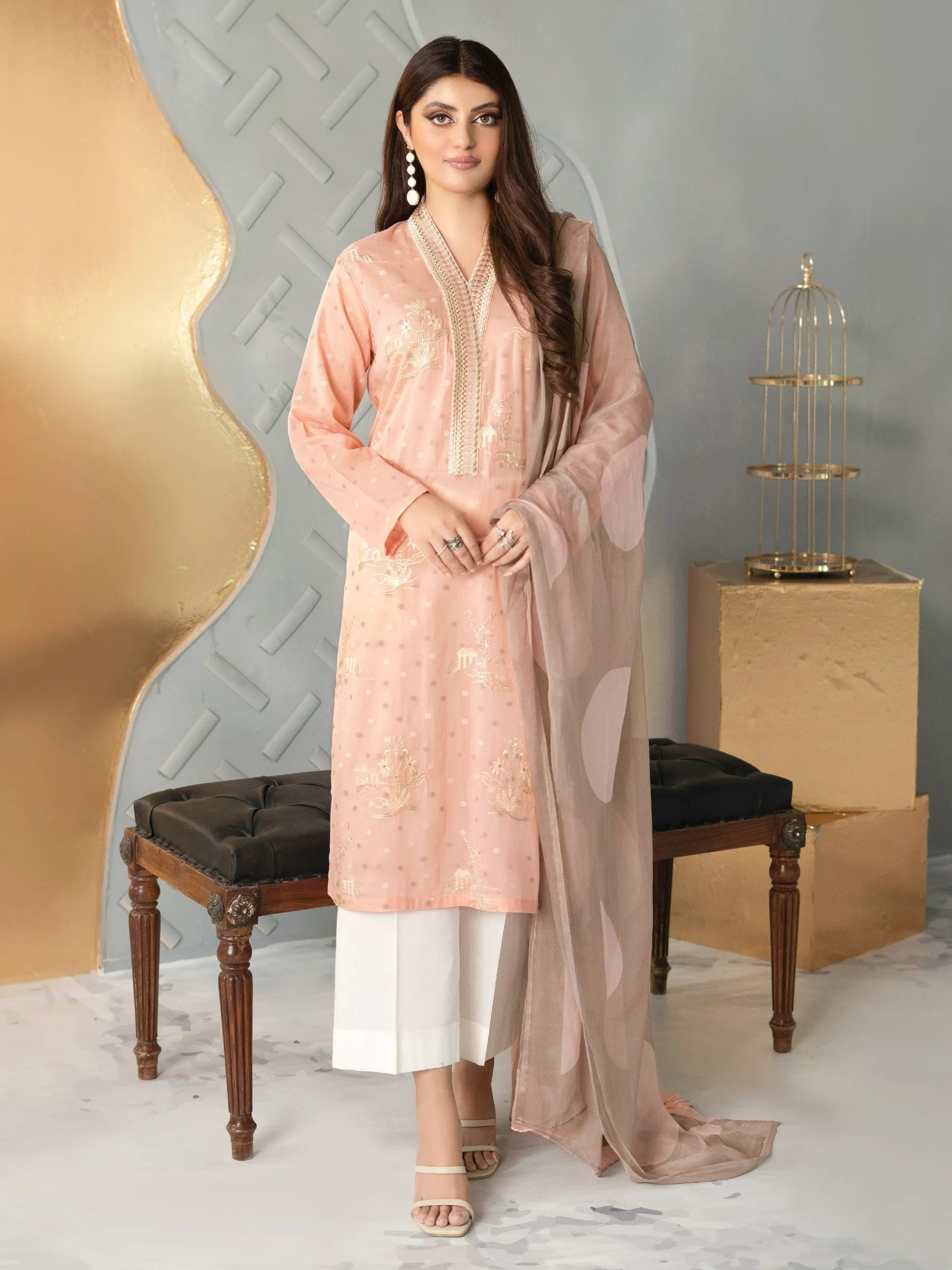 2 Piece Embroidered Jacquard Suit | Lime Light Women Eid Collection 2023