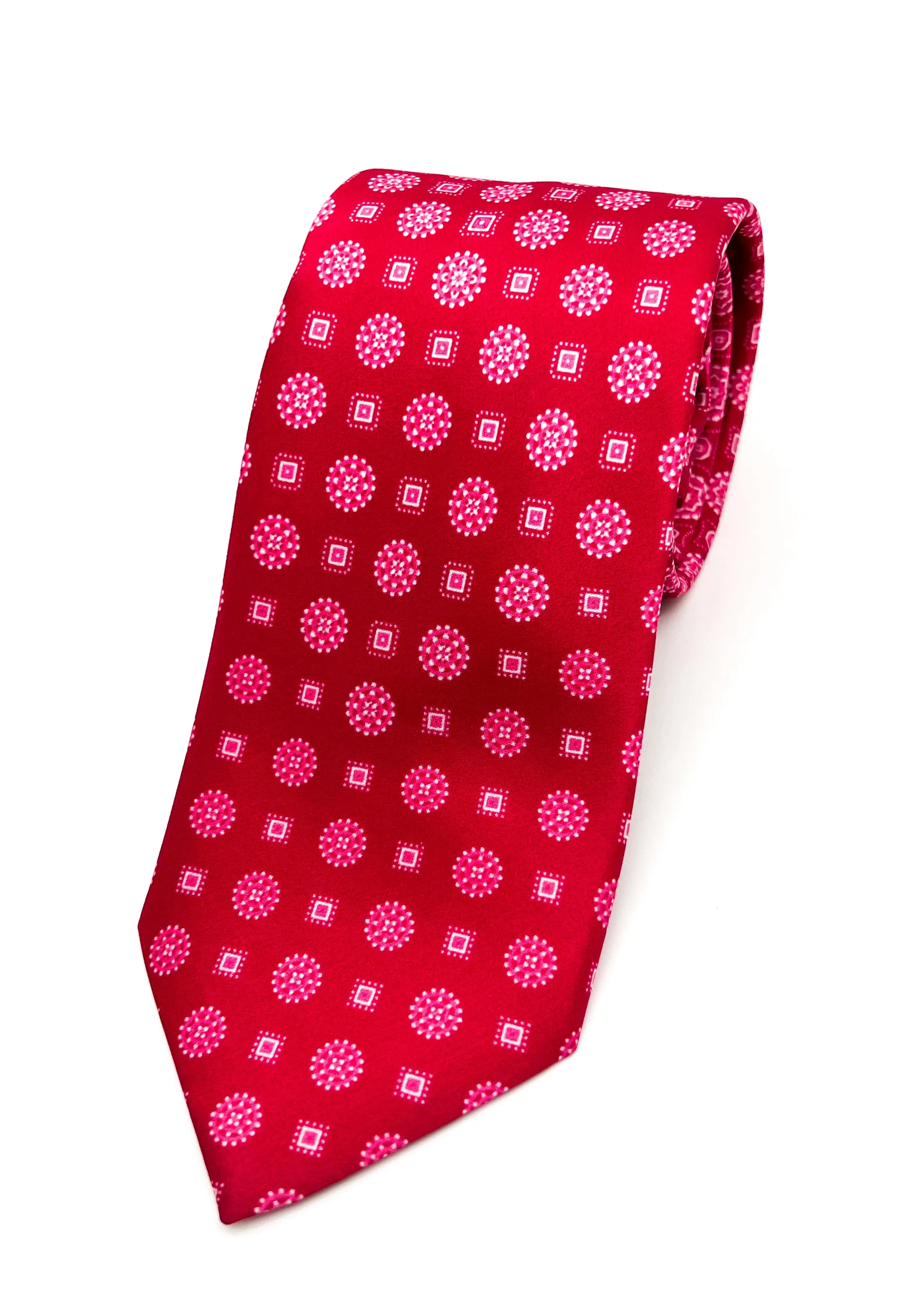 $240 BRIONI - Gradient Medallion Pattern Hot Pink Silk 3" - Tie