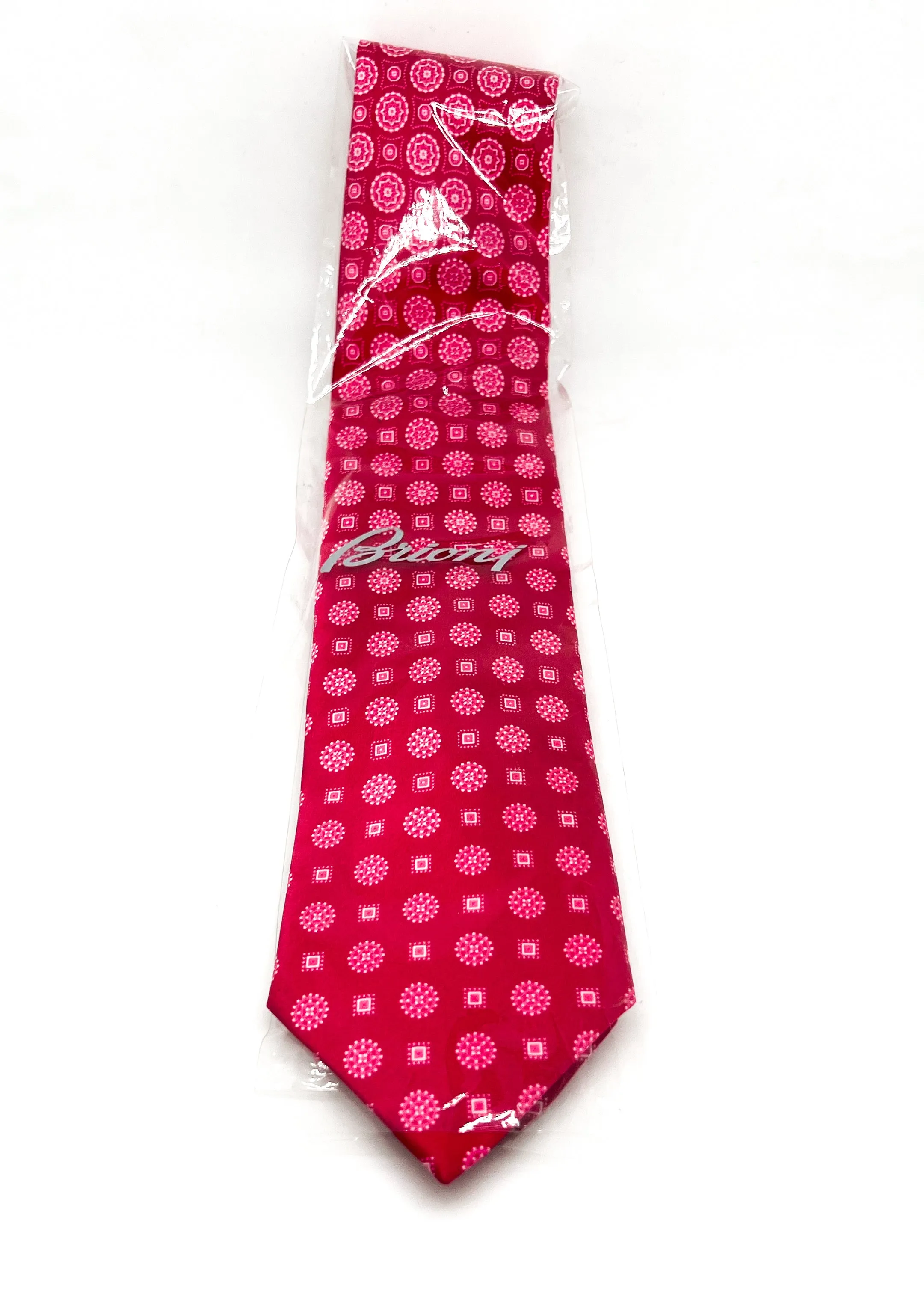 $240 BRIONI - Gradient Medallion Pattern Hot Pink Silk 3" - Tie