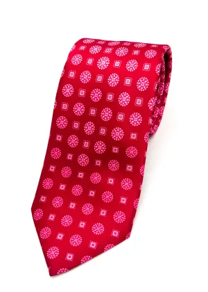 $240 BRIONI - Gradient Medallion Pattern Hot Pink Silk 3" - Tie