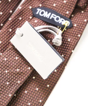$295 TOM FORD - Handmade In Italy Brown Polka Dot SILK - Tie