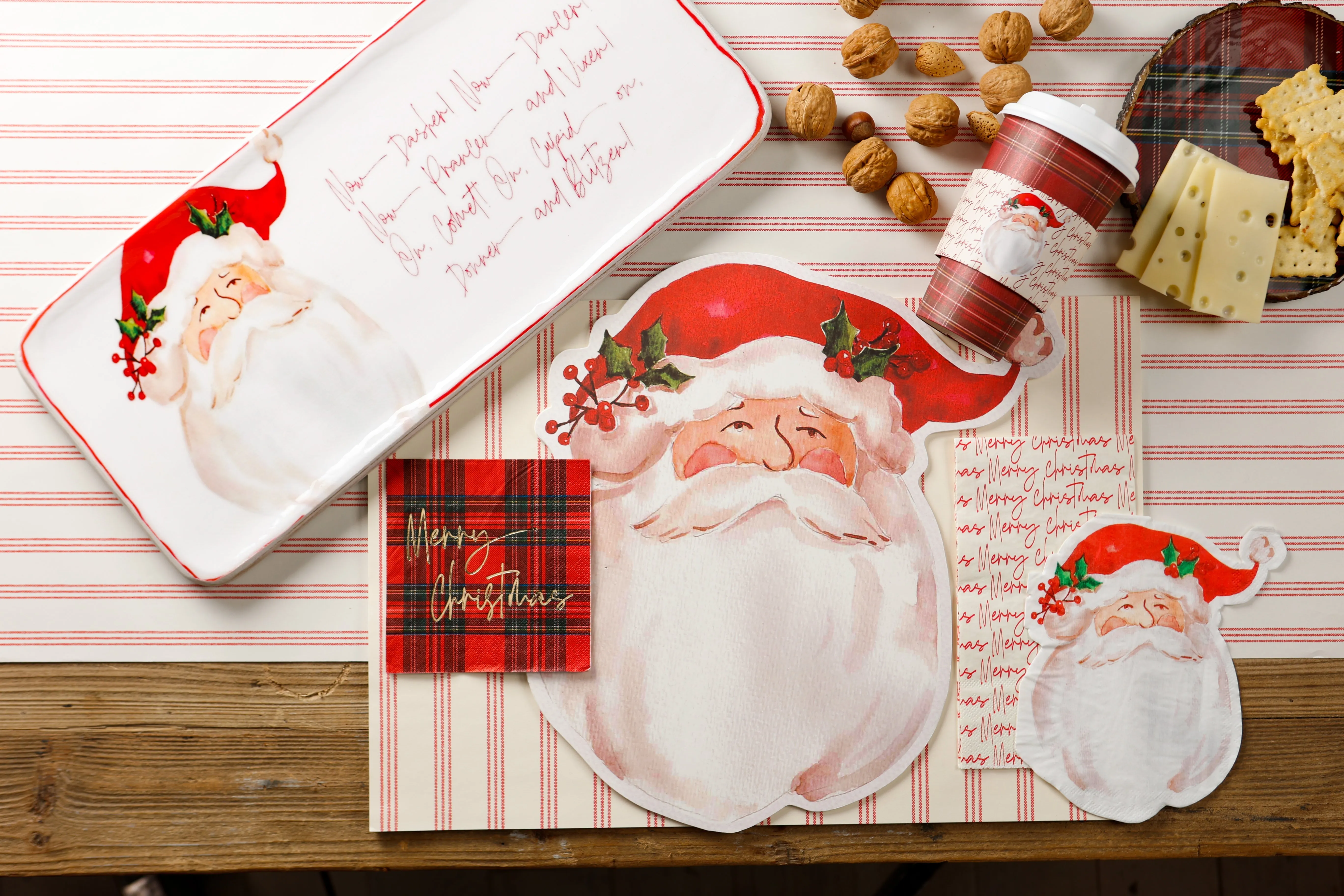 $4.00 min 12 RED PLAID MERRY CHRISTMAS BEVERAGE NAPKIN..20 pieces per pkg