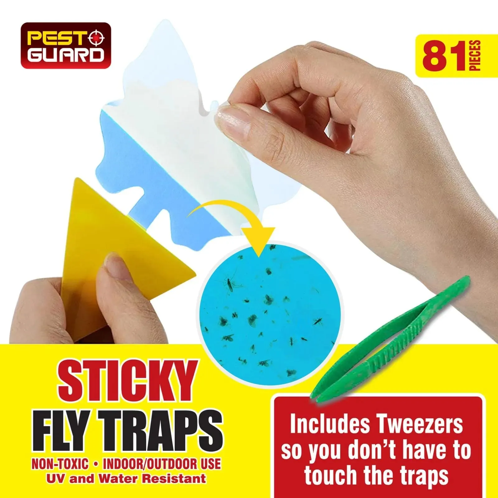 81 Piece Sticky Fly Traps for Indoor or Outdoor Use