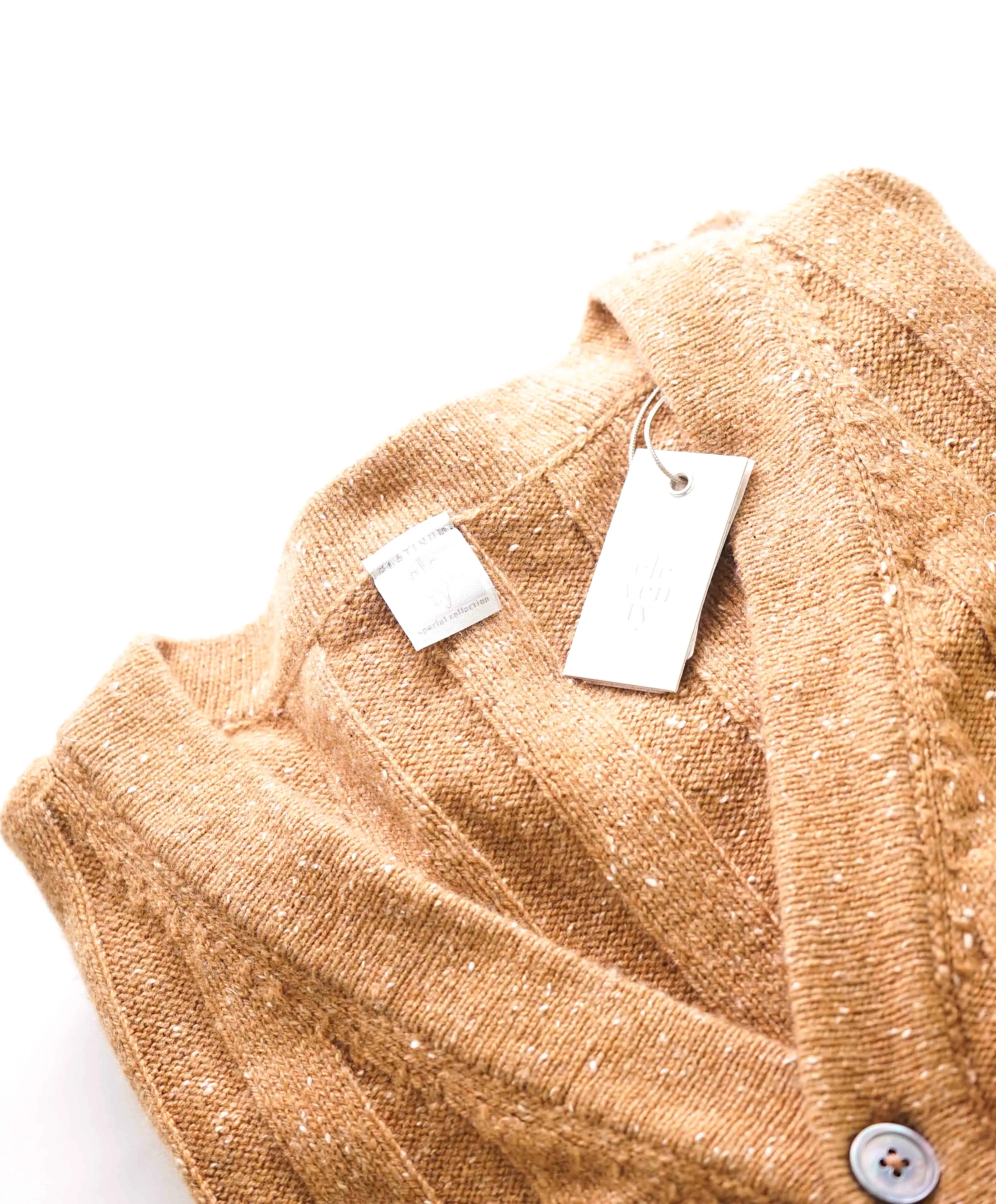 $845 ELEVENTY - *PURE CASHMERE* Brown Fleck MOP Cardigan Sweater - M