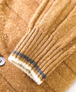 $845 ELEVENTY - *PURE CASHMERE* Brown Fleck MOP Cardigan Sweater - M