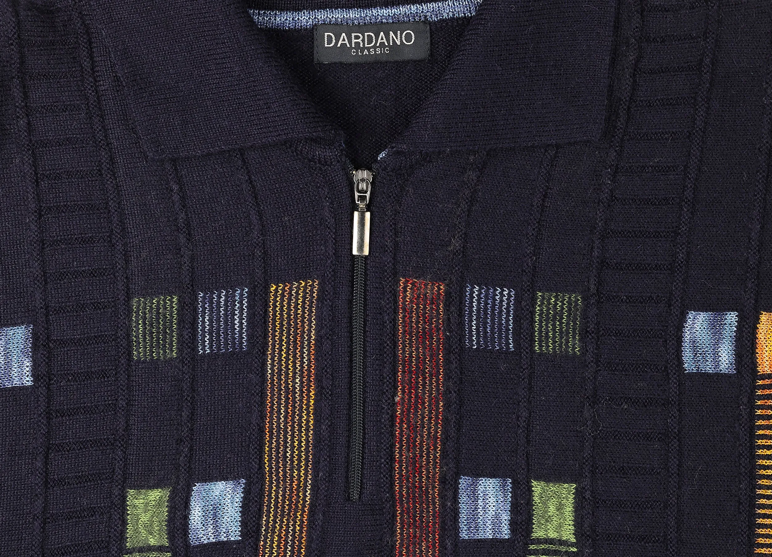 90s Collared 1/4 Zip Pattern Knit Jumper - Blue - M