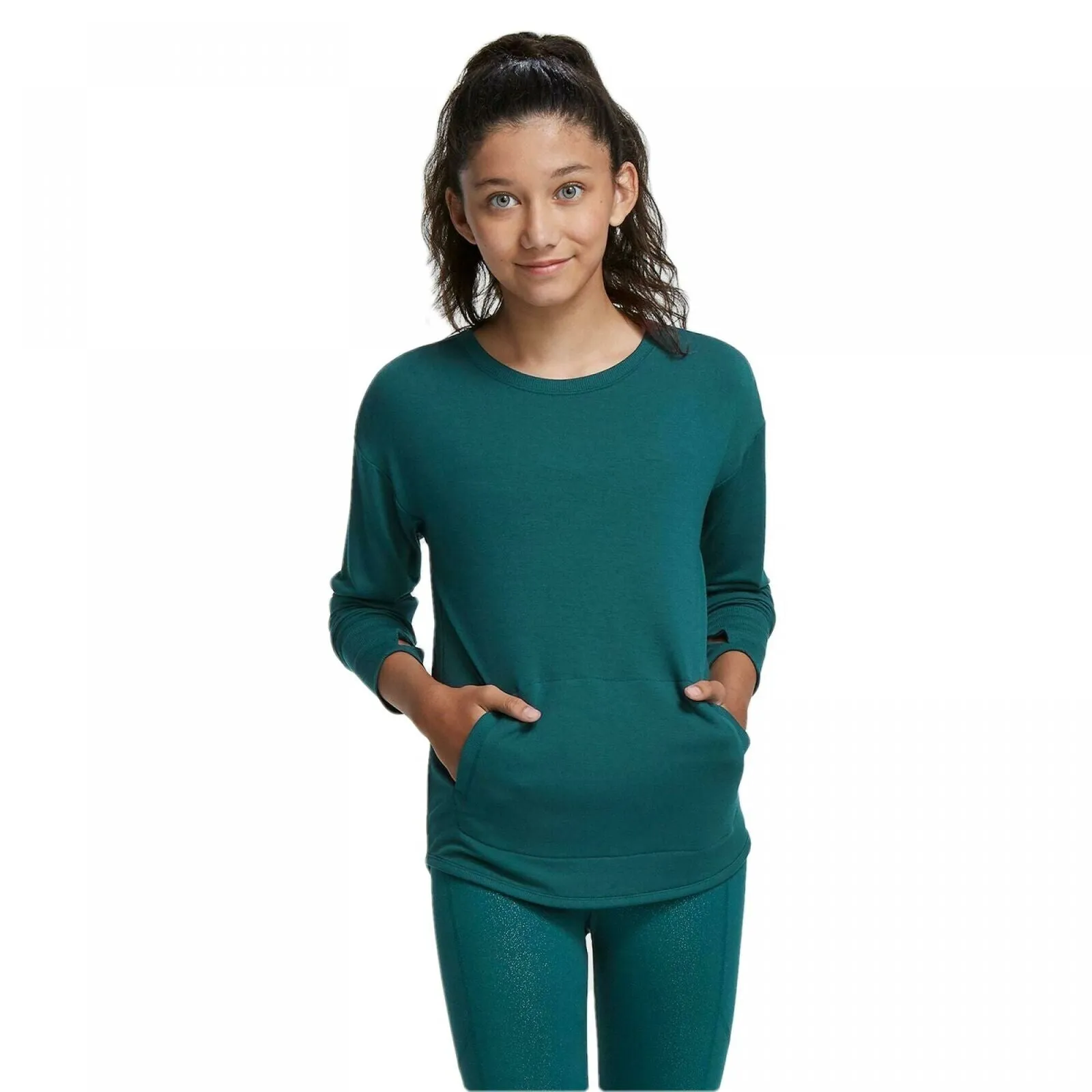 All In Motion Girls' Soft French Terry Crew Lightweight Sweatshirt