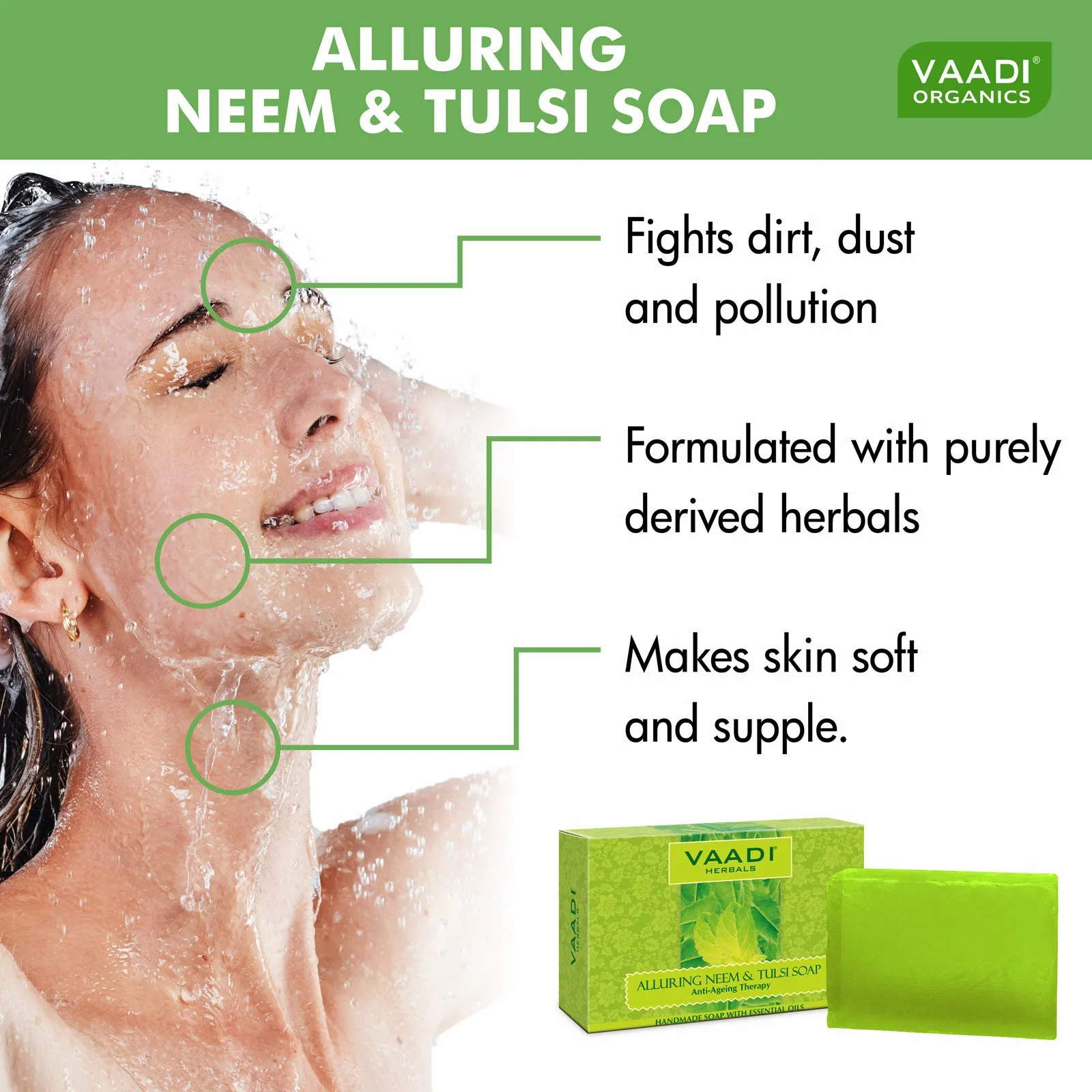Alluring Neem-Tulsi Soap with Vitamin E & Tea Tree Oil (75 gms)
