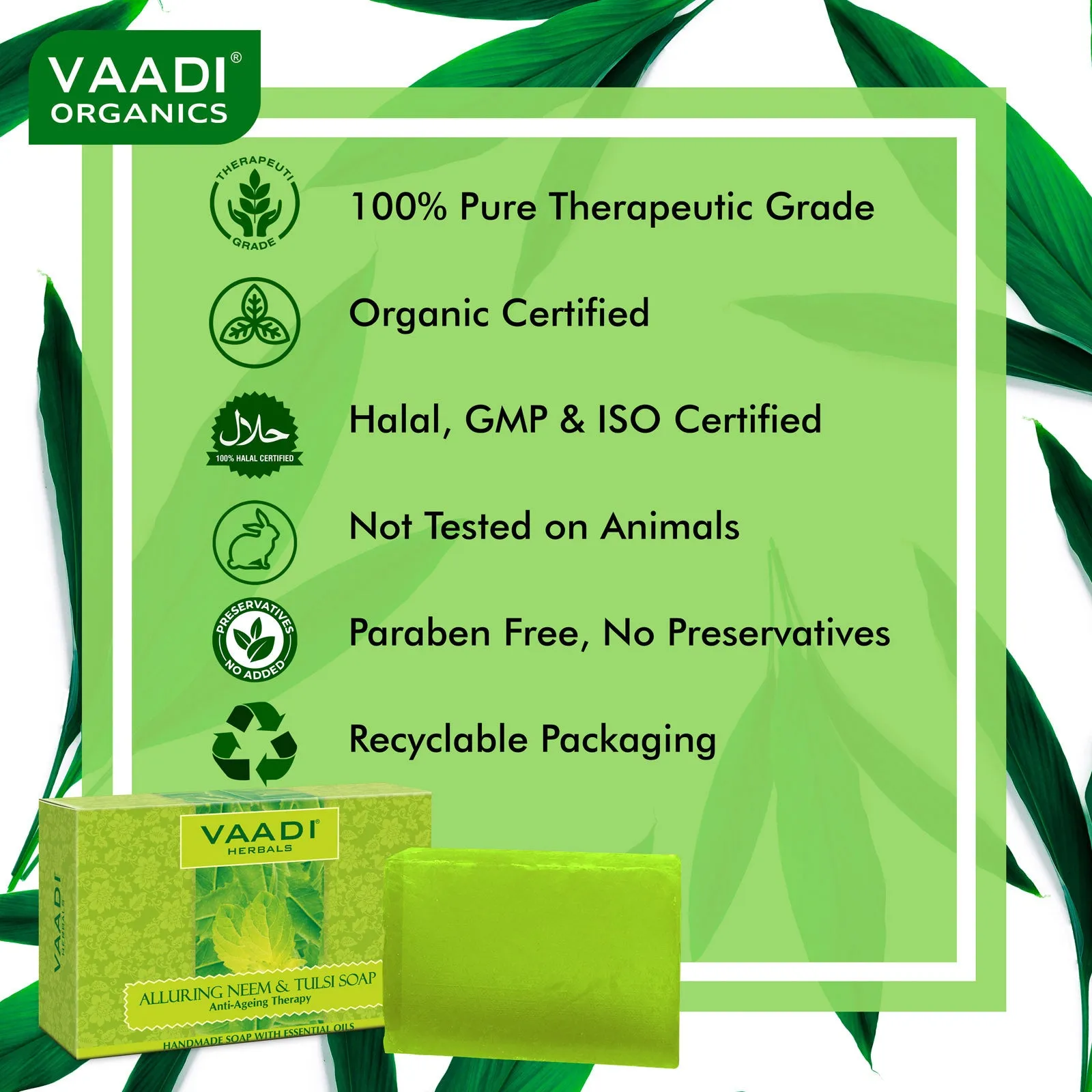 Alluring Neem-Tulsi Soap with Vitamin E & Tea Tree Oil (75 gms)