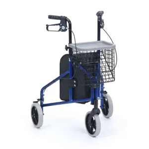 Aluminium Tri Walker with Bag, Basket and Tray | Blue | Pack of 2
