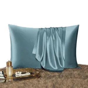 Anyhouz Pillowcase 50x75cm Blue Gray Natural Mulberry Silk For Comfortable And Relaxing Home Bed - Queen Size Pillowcase
