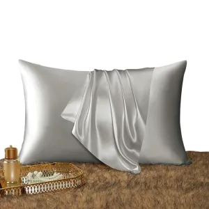Anyhouz Pillowcase 50x75cm Light Gray Natural Mulberry Silk For Comfortable And Relaxing Home Bed - Queen Size Pillowcase