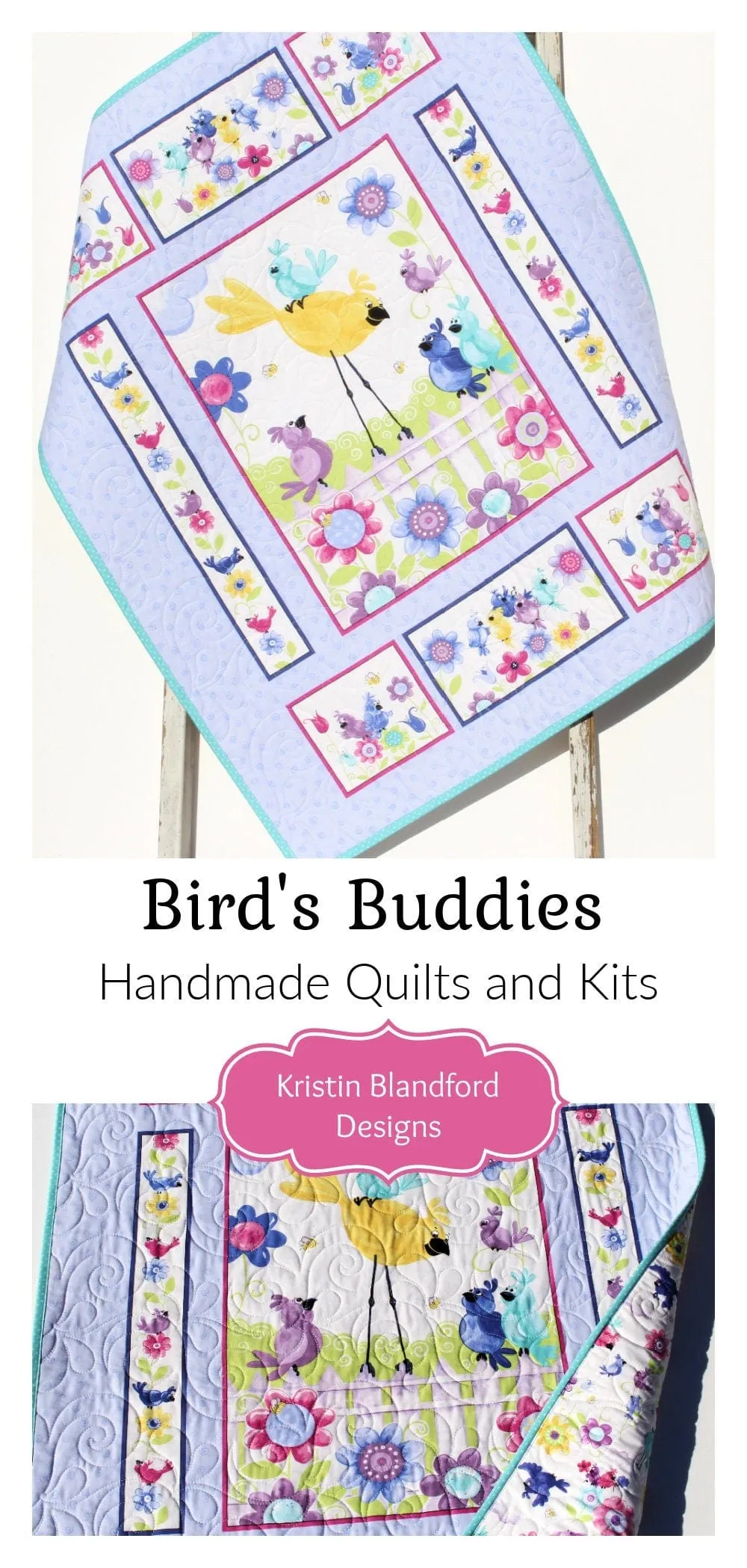 Baby Gift, Bird Baby Quilt, Newborn Blanket, Purple Crib Bedding