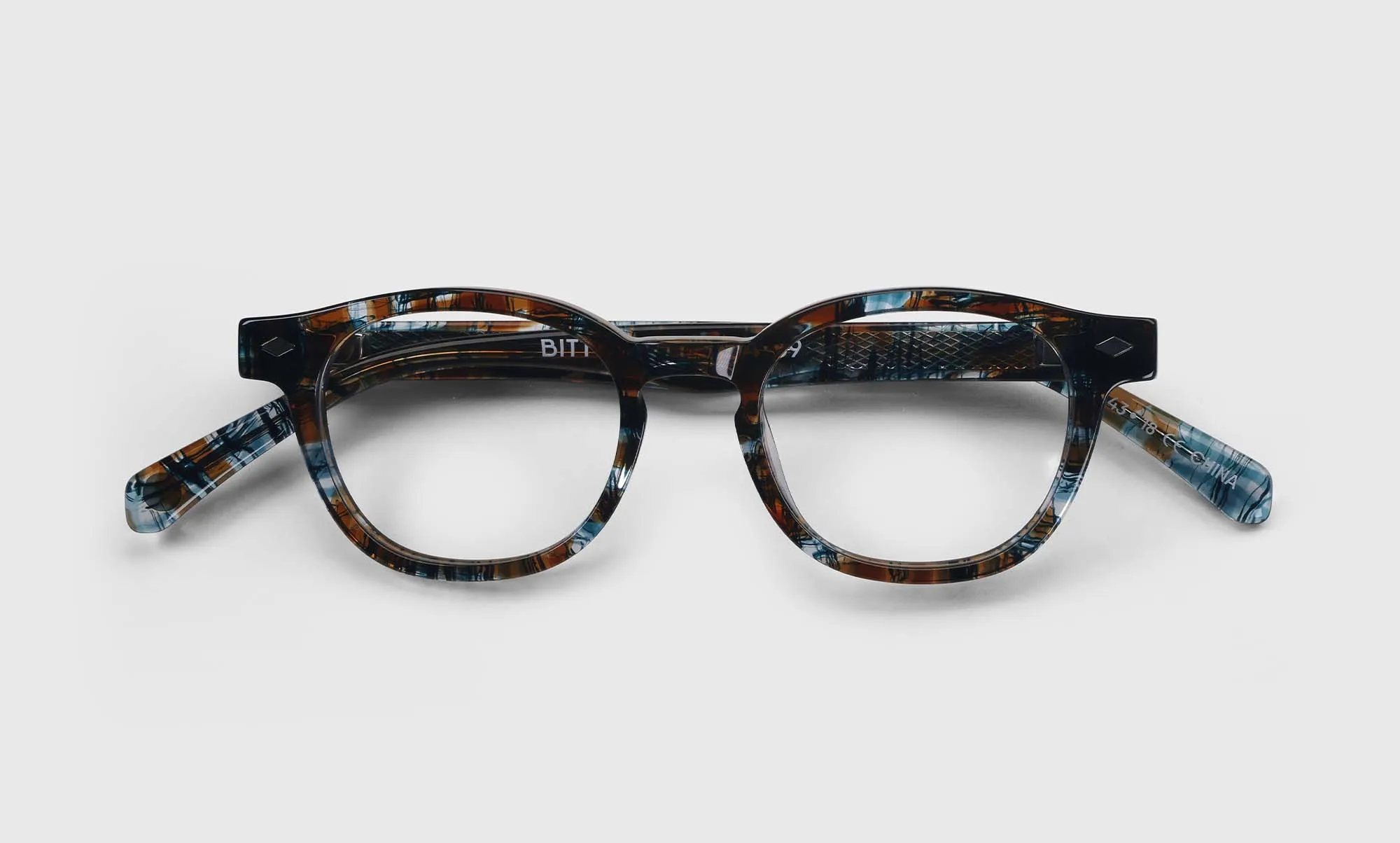Bitty Witty Color 59 - Teal and Brown Plaid Front and Temples