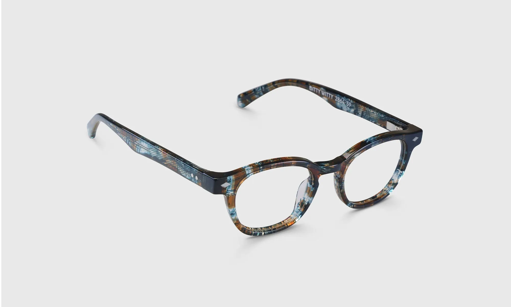 Bitty Witty Color 59 - Teal and Brown Plaid Front and Temples