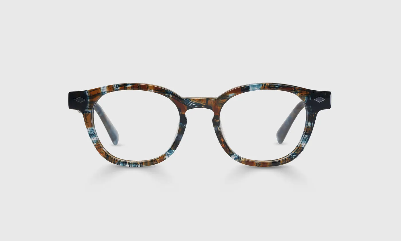 Bitty Witty Color 59 - Teal and Brown Plaid Front and Temples