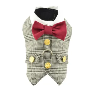 Black & White Glen Plaid Dog Vest With Built In Harness
