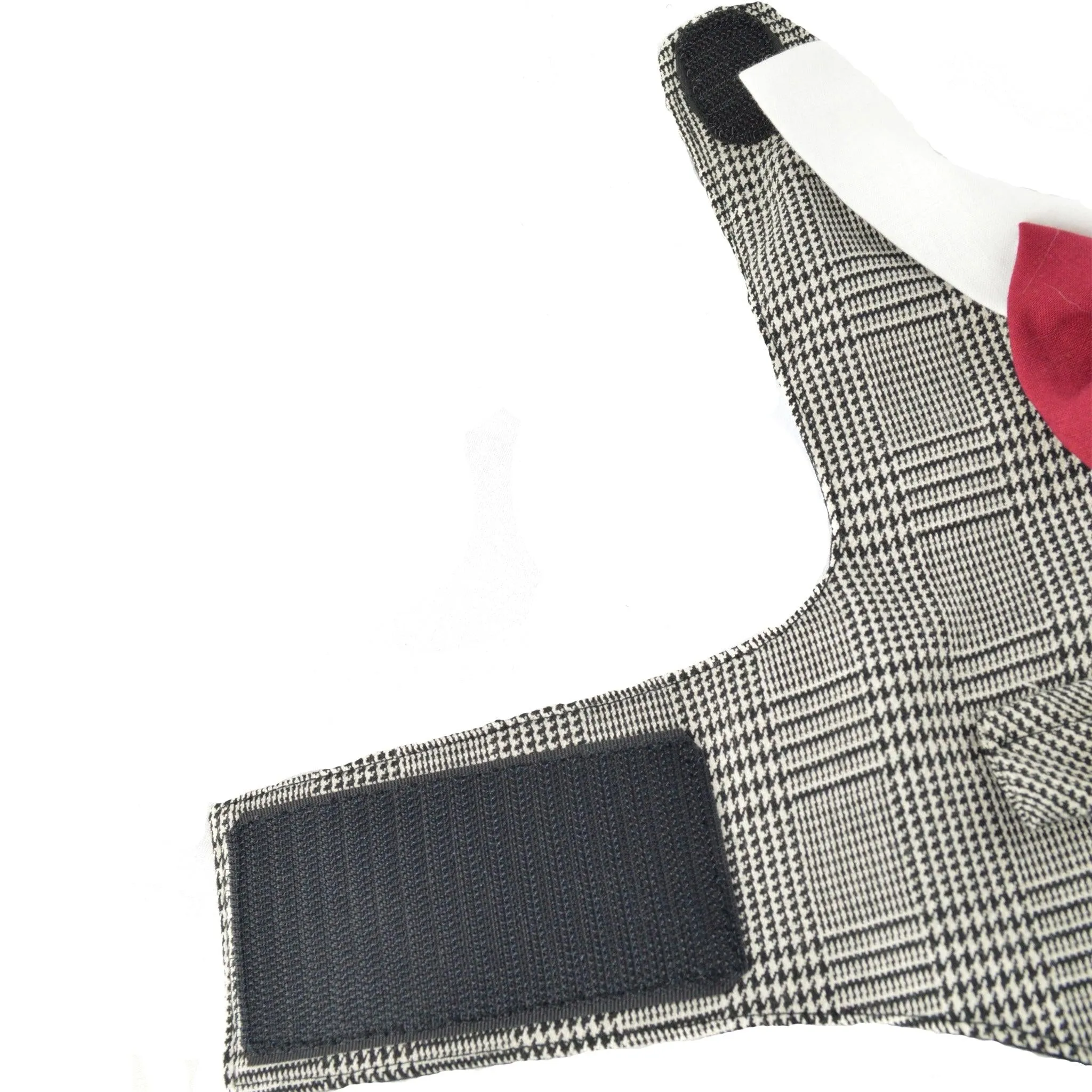 Black & White Glen Plaid Dog Vest With Built In Harness