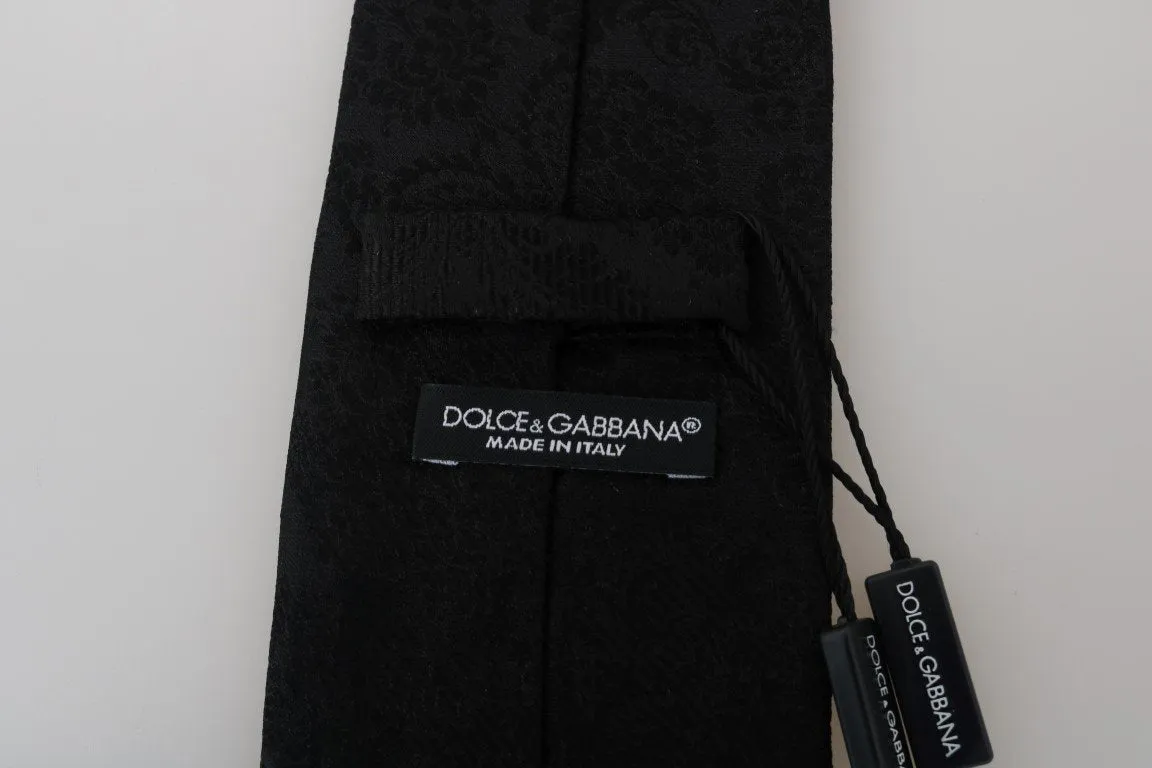 Black Floral Pattern Tie