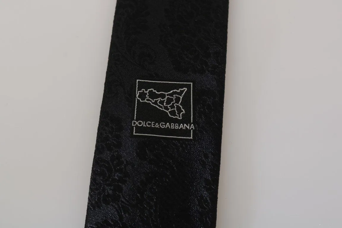 Black Floral Pattern Tie