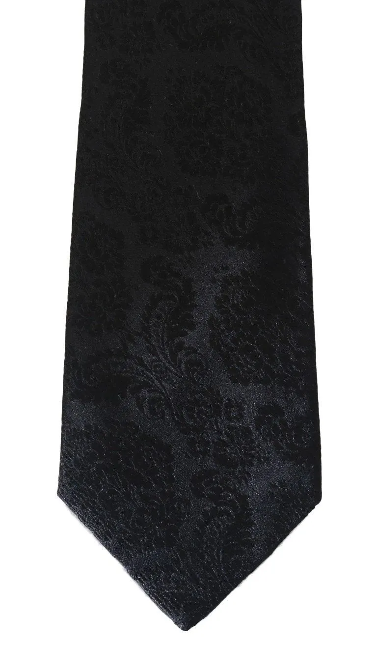 Black Floral Pattern Tie