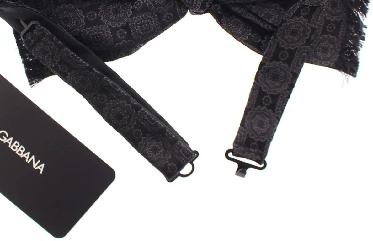 Black Silk Baroque Fantasi Untied Bow Tie