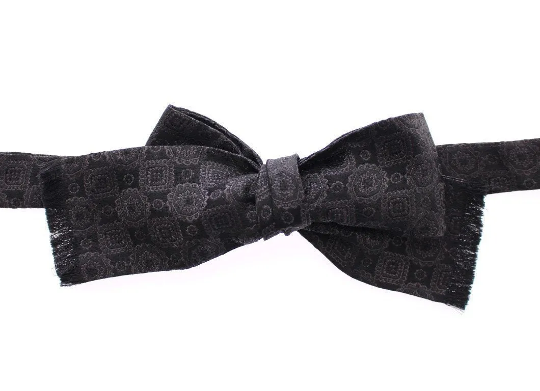 Black Silk Baroque Paisley Untied Bow Tie