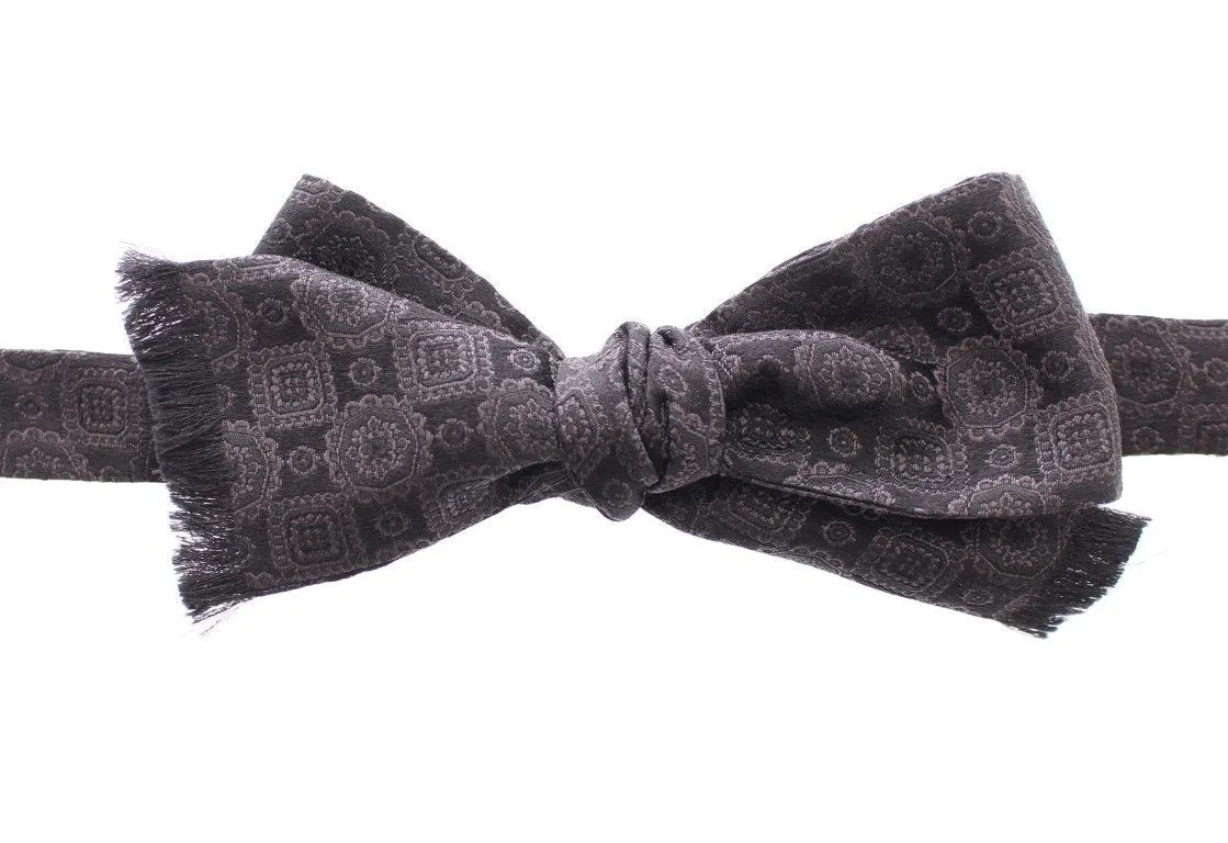 Black Silk Baroque Paisley Untied Bow Tie