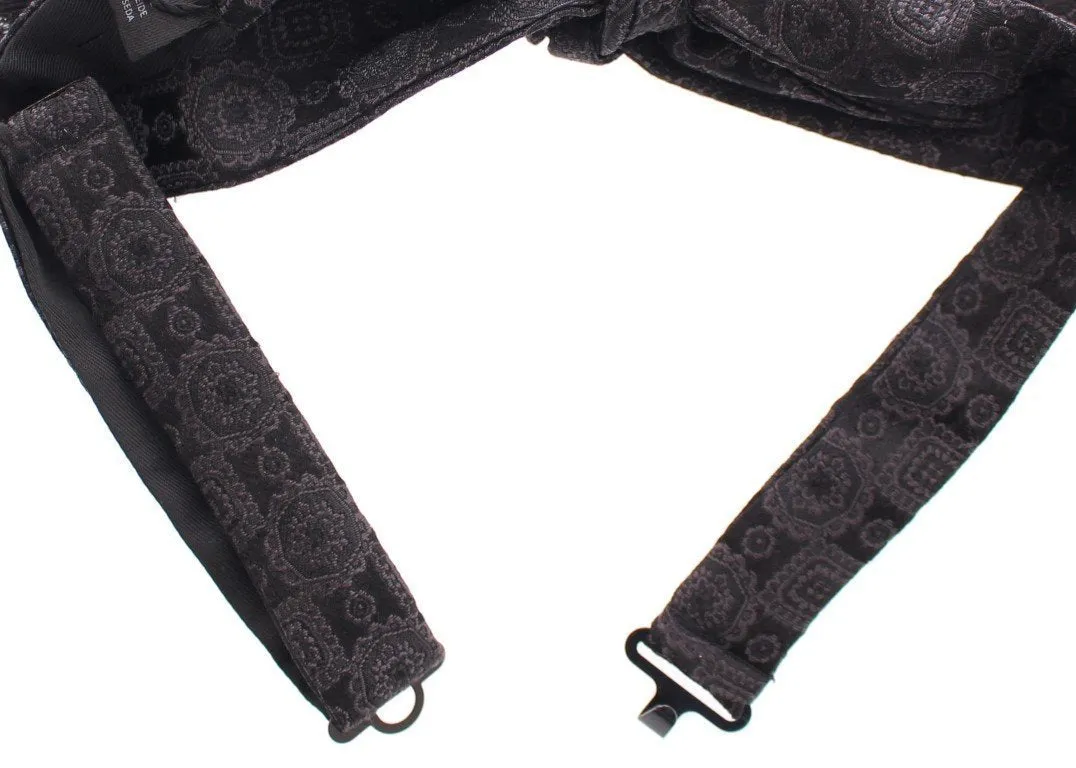 Black Silk Baroque Paisley Untied Bow Tie