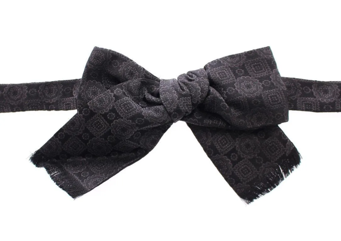 Black Silk Baroque Paisley Untied Bow Tie