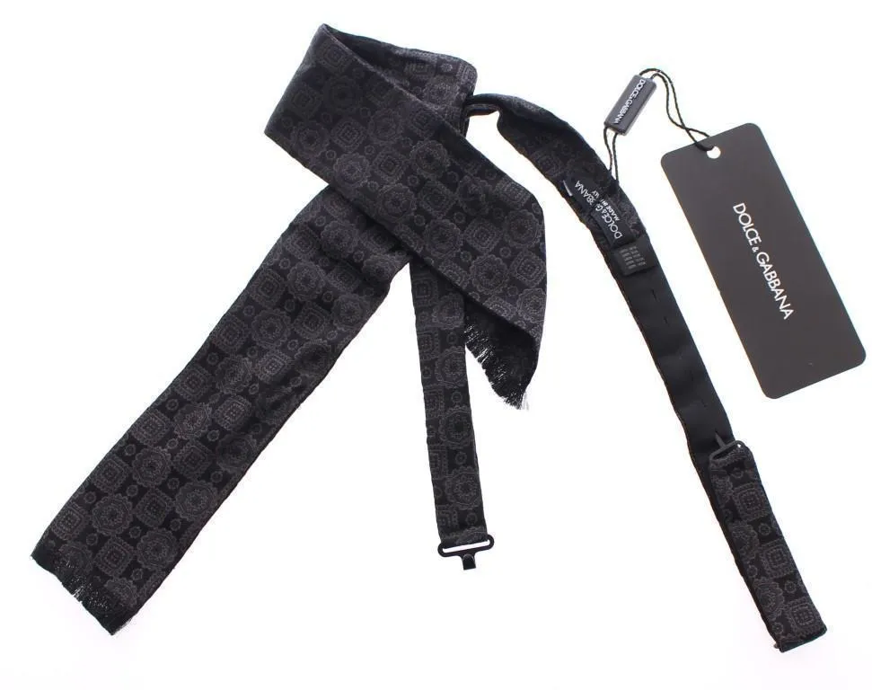 Black Silk Baroque Paisley Untied Bow Tie