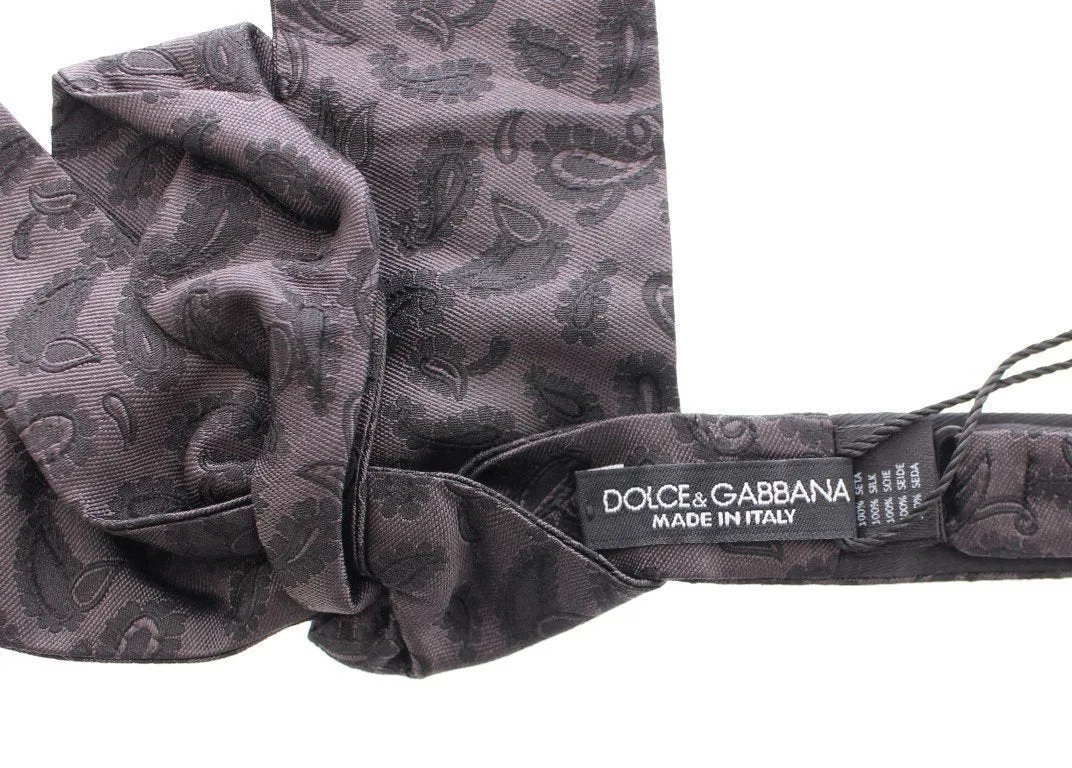 Black Silk Baroque Paisley Untied Bow Tie