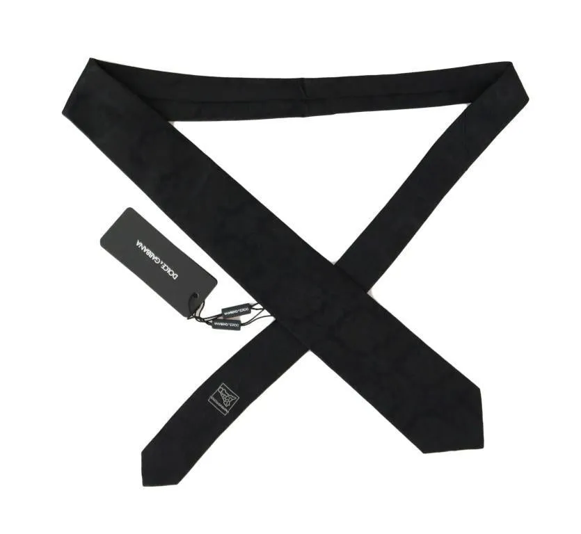 Black Silk Floral Pattern Tie