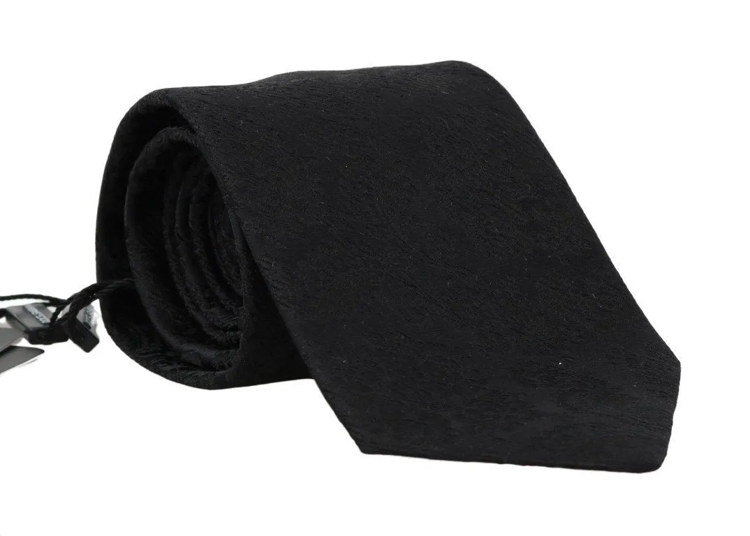 Black Silk Floral Pattern Tie