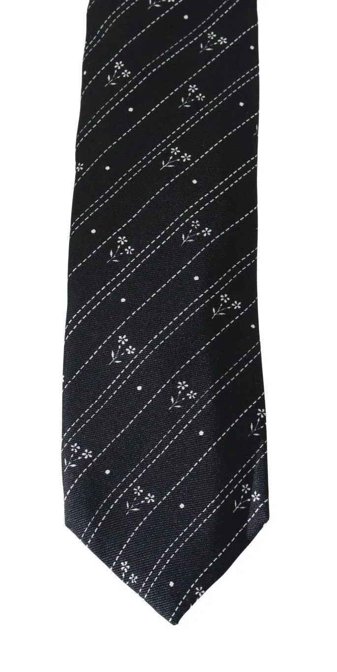 Black Silk Pattern Classic Tie