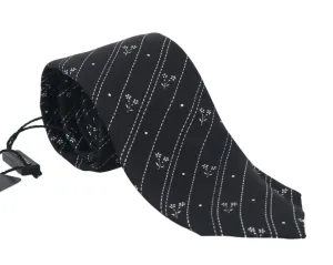 Black Silk Pattern Classic Tie