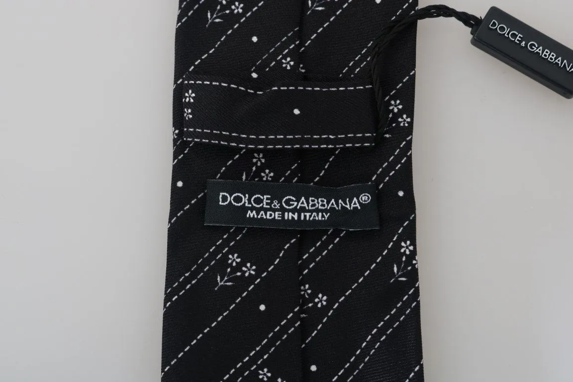 Black Silk Pattern Classic Tie