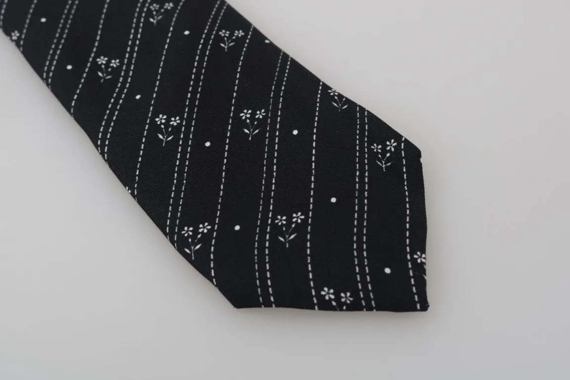 Black Silk Pattern Classic Tie