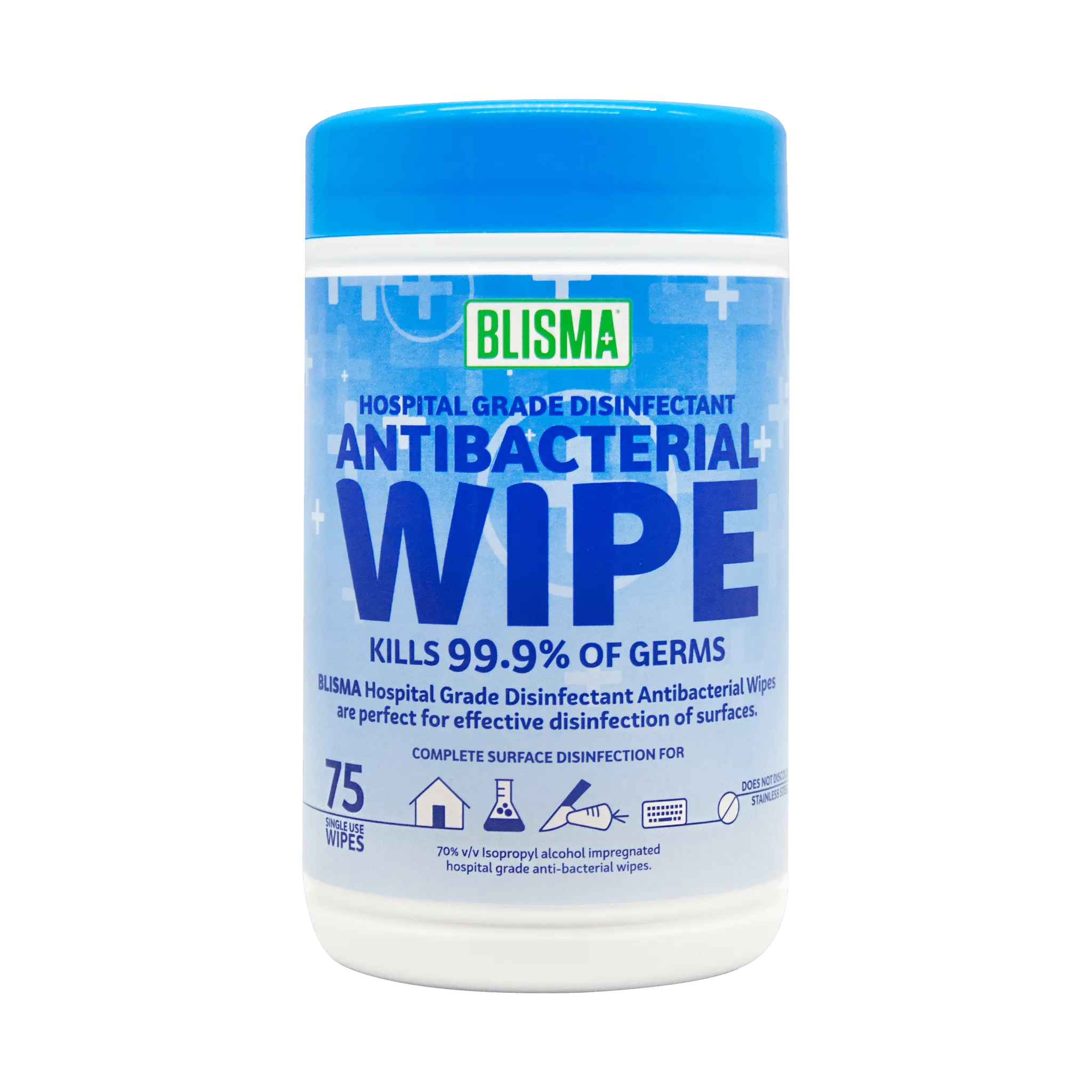 Blisma  Hospital Grade Anti-bacterial Wipes 75 Pk Tub