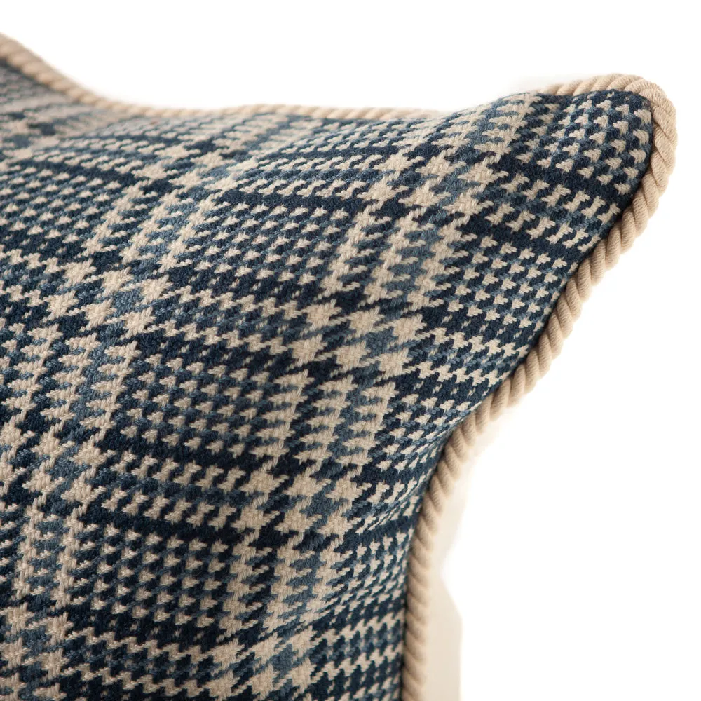 Blue and White Plaid Throw Pillow
