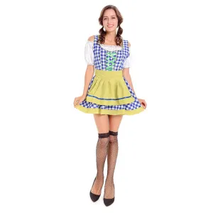 Blue and Yellow Checked Oktoberfest Dirndl OCW49