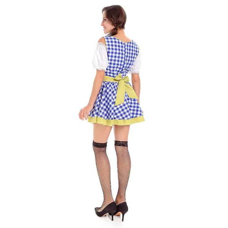 Blue and Yellow Checked Oktoberfest Dirndl OCW49