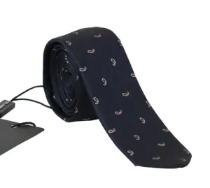 Blue Silk Pattern Slim Tie