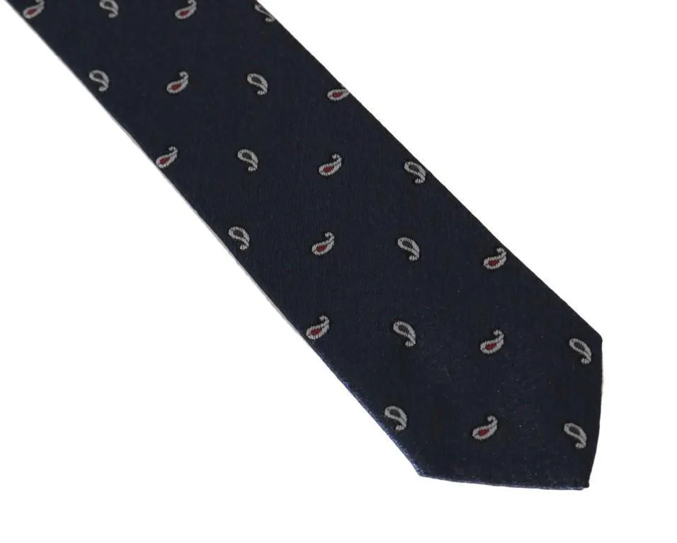 Blue Silk Pattern Slim Tie