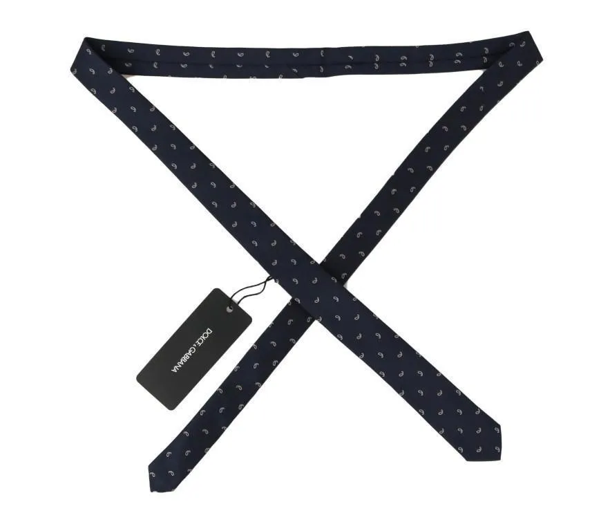 Blue Silk Pattern Slim Tie